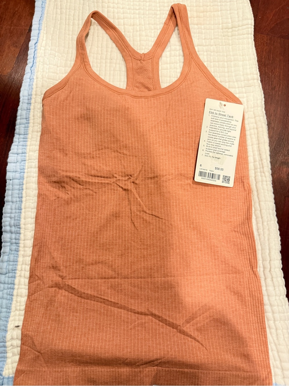 Lululemon Ebb to Street Tank Size 6 – Peach/Orange – NWT